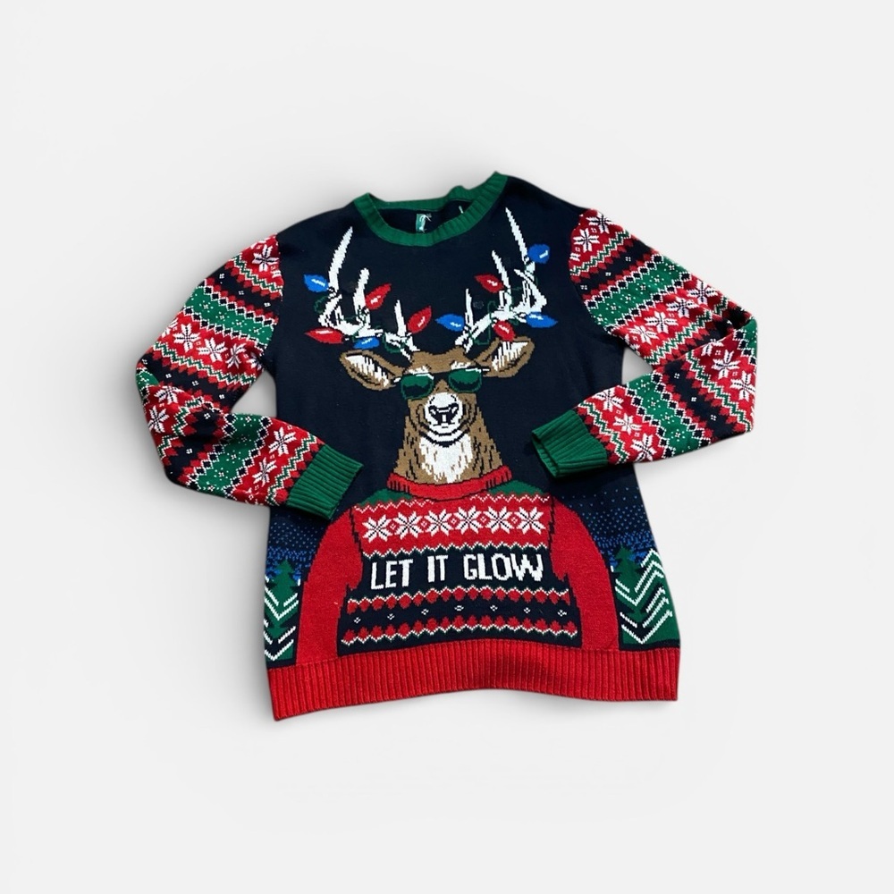 Festive Reindeer Sweater with Lights